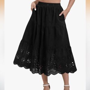 RuoRayVan Women’s Long Skirt Black Large